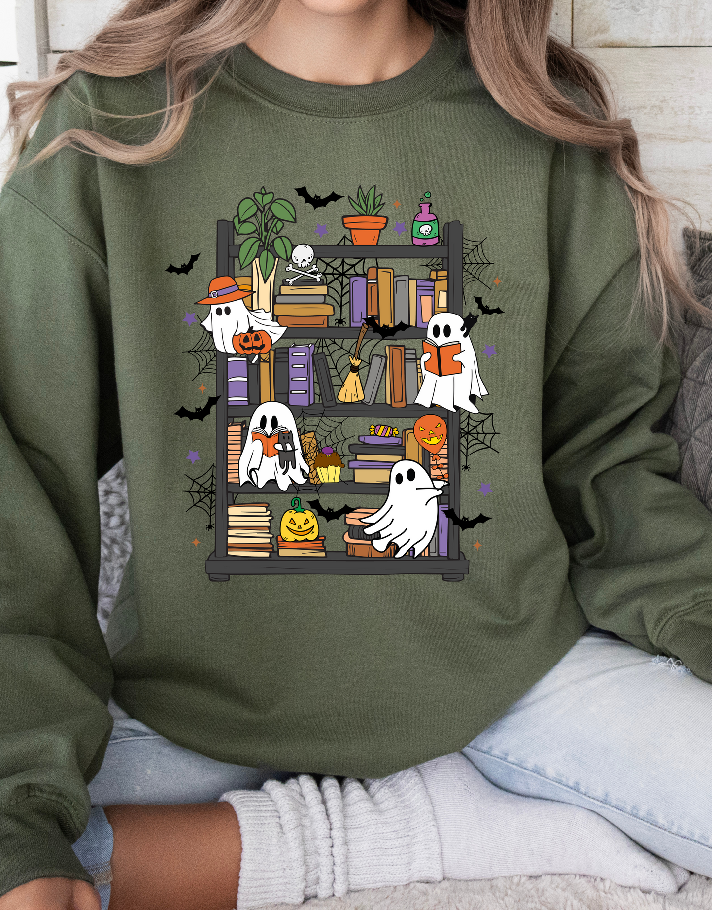 Ghost Bookshelf Crewneck